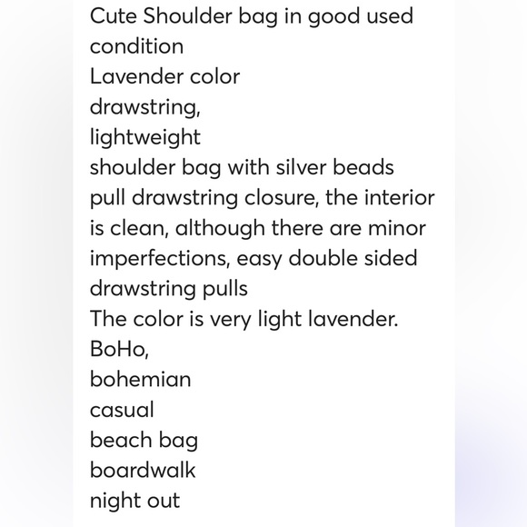 Boho Lavender and bead bucket drawstring shoulder bag - Picture 14 of 14